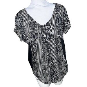 Porridge short sleeve black white top size small v neck Anthropologie